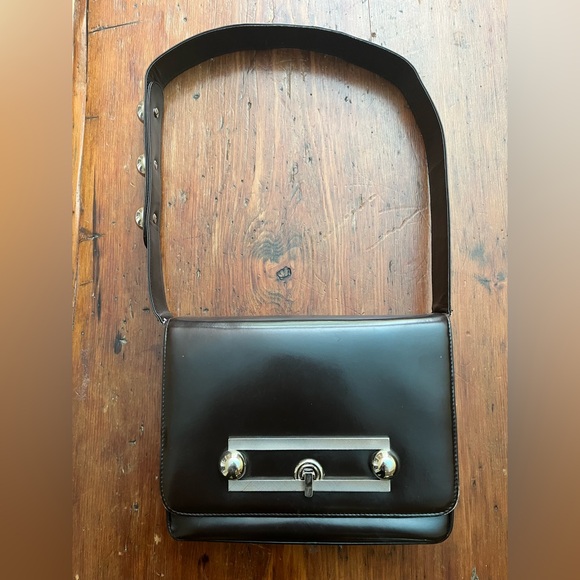 Loewe Handbags - Loewe Dark Brown Leather Shoulder Bag with Silver Hardware